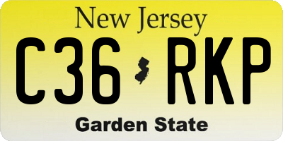 NJ license plate C36RKP