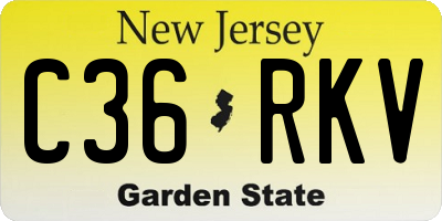 NJ license plate C36RKV