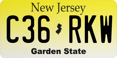 NJ license plate C36RKW