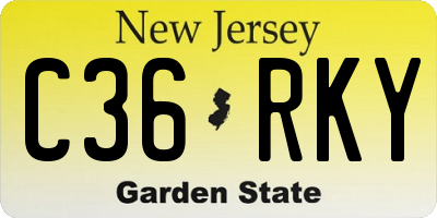NJ license plate C36RKY