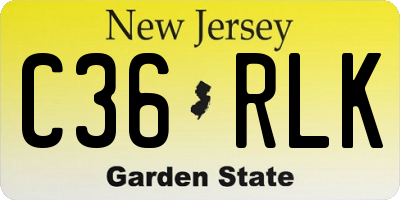 NJ license plate C36RLK