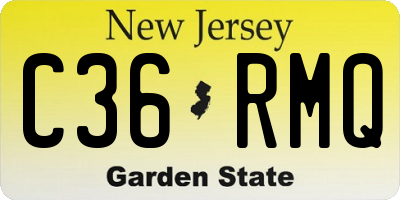 NJ license plate C36RMQ