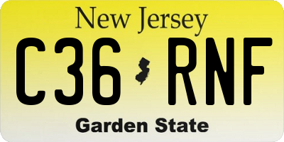 NJ license plate C36RNF
