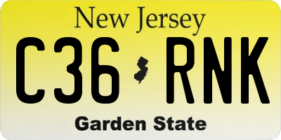 NJ license plate C36RNK