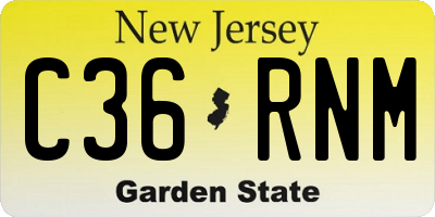NJ license plate C36RNM