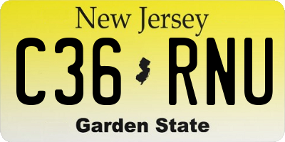 NJ license plate C36RNU