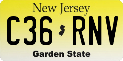 NJ license plate C36RNV