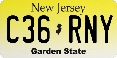 NJ license plate C36RNY