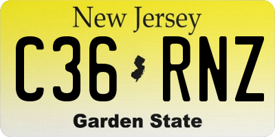 NJ license plate C36RNZ
