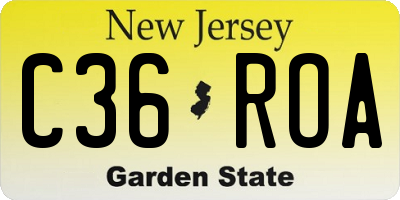 NJ license plate C36ROA