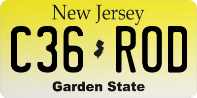 NJ license plate C36ROD