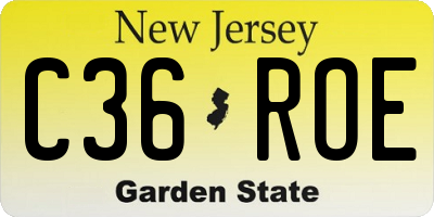 NJ license plate C36ROE