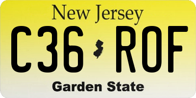NJ license plate C36ROF