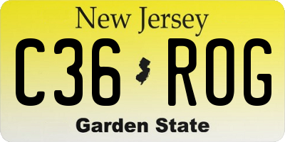 NJ license plate C36ROG