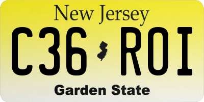 NJ license plate C36ROI