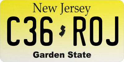 NJ license plate C36ROJ