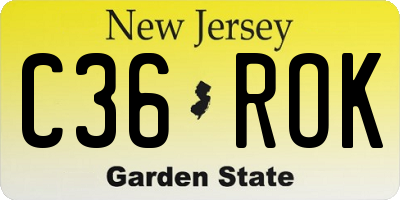 NJ license plate C36ROK