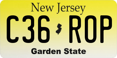NJ license plate C36ROP