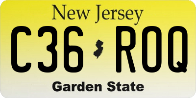 NJ license plate C36ROQ