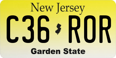 NJ license plate C36ROR