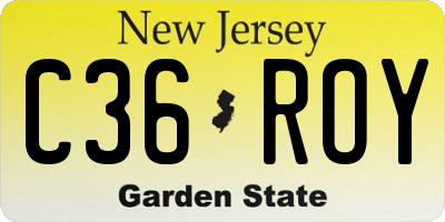 NJ license plate C36ROY