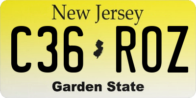 NJ license plate C36ROZ