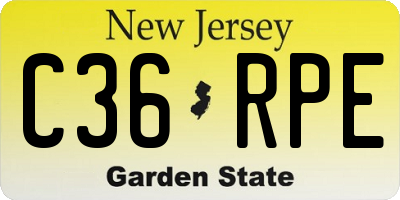 NJ license plate C36RPE