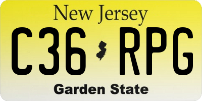 NJ license plate C36RPG