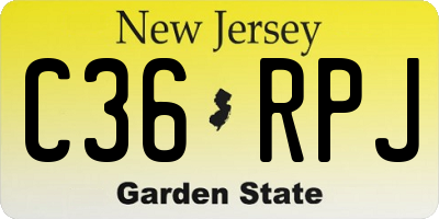 NJ license plate C36RPJ
