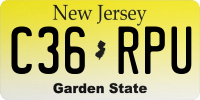 NJ license plate C36RPU