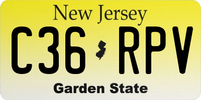 NJ license plate C36RPV