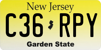 NJ license plate C36RPY