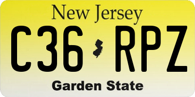 NJ license plate C36RPZ
