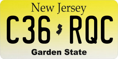 NJ license plate C36RQC