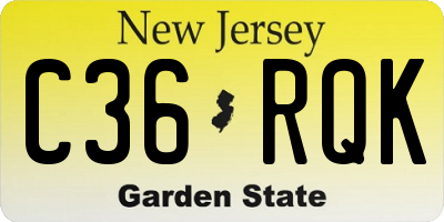 NJ license plate C36RQK