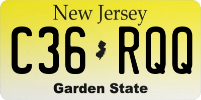 NJ license plate C36RQQ