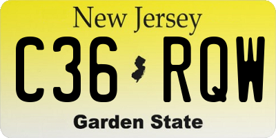 NJ license plate C36RQW
