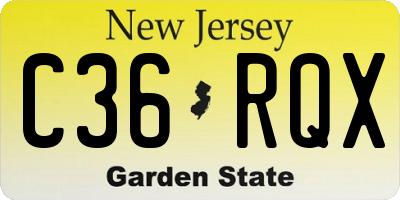 NJ license plate C36RQX