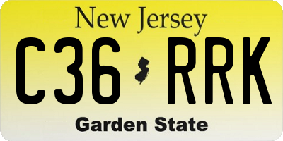 NJ license plate C36RRK