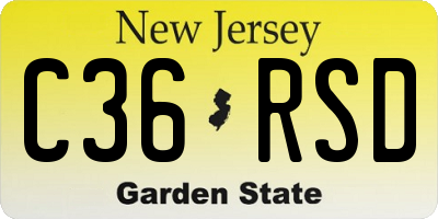 NJ license plate C36RSD