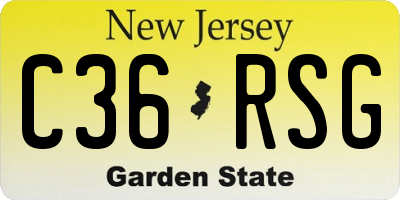 NJ license plate C36RSG
