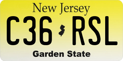 NJ license plate C36RSL