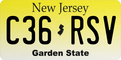 NJ license plate C36RSV