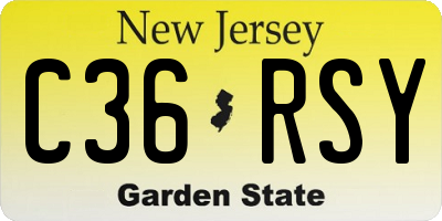 NJ license plate C36RSY