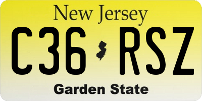 NJ license plate C36RSZ
