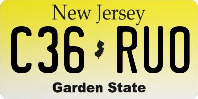 NJ license plate C36RUO