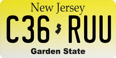 NJ license plate C36RUU
