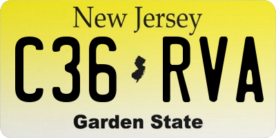 NJ license plate C36RVA