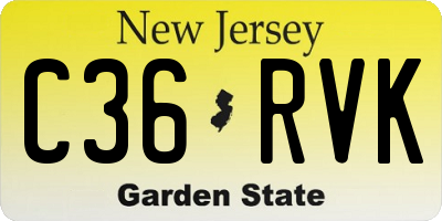 NJ license plate C36RVK