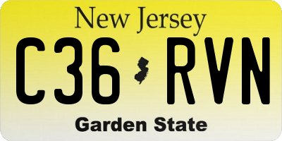 NJ license plate C36RVN